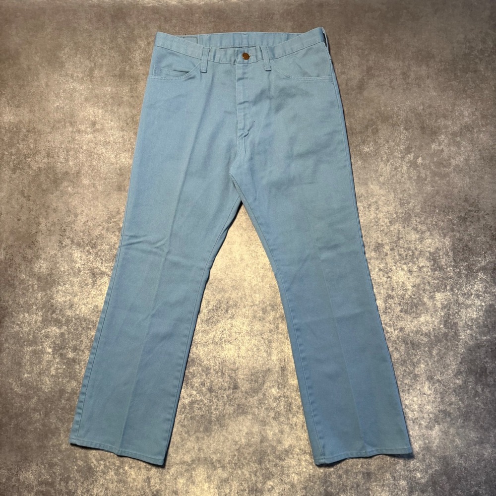 Vintage 70s Roebucks Sears Light‎ Blue Pants Scovill Zipper Mens 30x29